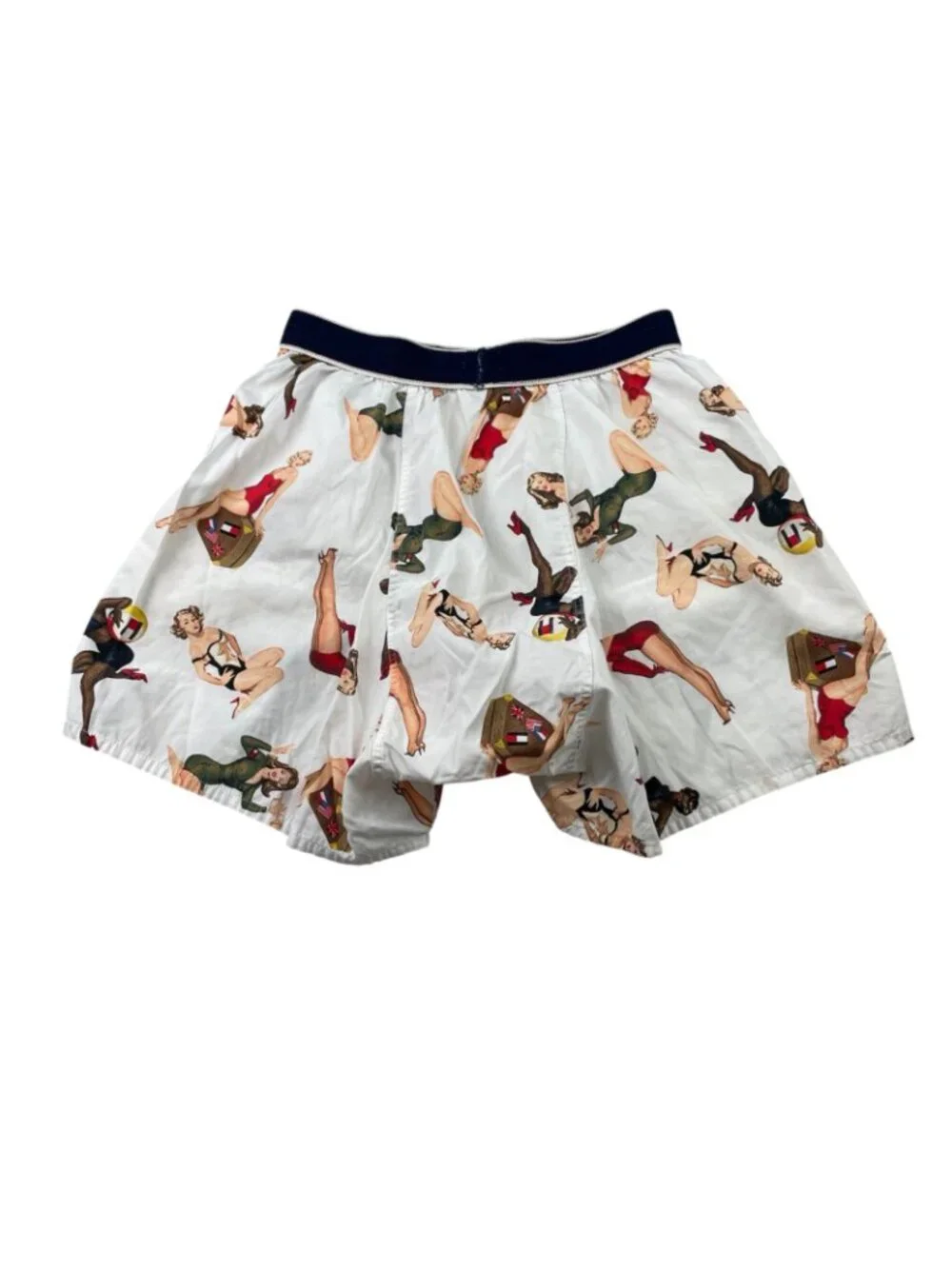 VTG Tommy Hilfiger Men's Pin-Up Models Flag Boxer Shorts White • Small